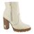 Bota Feminina Ramarim 2360101 Salto Alto Ziper Meia Pata Casual Bege