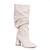 Bota Feminina Slouchy Enrugada Salto Geométrico Bico Fino Off white