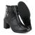 Bota FG Couro Feminina Cano Curto Salto Médio Bloco Preto Preto