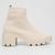 Bota Look Fashion Têxtil Salto Médio Feminina Off white