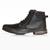 Bota Masculina De Couro Cano Curto Bico Redondo Ziper Lateral Inverno Confortável Motoqueiro Preto