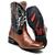 Bota Masculina Texana Cowboy em Couro Solado Bicolor Bico Quadrado 2505 Cano Alto Bordado 37 ao 47 Cafe