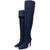 Bota Over Knee Feminina Moda Fashion Com Dobra no Cano Alto Salto Fino Mulheres Estilosas Marinho