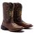 Bota Texana Feminina Country Bico Quadrado Couro Marrom, Bordado dourado