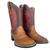 Bota Texana Feminina Original Big Bull Cano Bordado Vermelho Couro Marrom Fossil Ref:900 16 Marrom