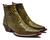 Bota Texana Masculina Country Botina Bico Fino Couro Jacaré Amarelo