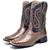 Bota Texana Masculina Couro Avestruz Bordada Country Macia Marrom