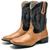 Bota Texana Masculina Couro Bordada Cano Alto Country Leve Marrom claro, Preto