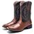 Bota Texana Masculina Couro Bordada Cano Alto Country Leve Marrom