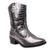 Bota Western Couro Feminina Modelo Marcante Moda Country Bico Fino Salto Grosso e Baixo Cinza