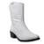 Bota Western Couro Feminina Modelo Marcante Moda Country Bico Fino Salto Grosso e Baixo Branco