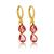 Brinco Argola Fecho Click e Cristal Banhado A Ouro 18K Vermelho