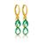 Brinco Argola Fecho Click e Cristal Banhado A Ouro 18K Verde