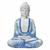 Buda Hindu Tailandês Tibetano Estátua Decorativa Grande 22cm Branco C/ Azul 14823