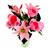 Buque Lirios C/ Rosas Luxo Artificial Galho 6 Flores Decor Rosa