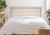 Cabeceira King Estofada Para Cama Box - Reta Luxo Com Tachas 193 x 60 Suede Off White + Tachas Fumê