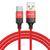 Cabo USB-A x USB-C 6A p/ Powerbank Nylon 50cm Uslion Vermelho