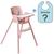Cadeira Alimentação Infantil de Refeição Para Bebê De 6 Meses Até 15 kg Poke Burigotto + Babador Rose Madder