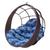 Cadeira Balanço Ninho Suspenso de Fibra com Almofada Impermeável Tabaco/Azul Ladrilho