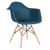 Cadeira Charles Eames Eiffel com braços - DAW - Base de madeira clara Azul-petróleo