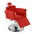Cadeira de Cabeleireiro Elegance Luxo Encosto Reclinável - Pé Redondo Cromado Vermelho