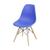 Cadeira Eames DKR C Base Madeira e Concha Em Polipropileno Azul Escuro