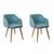 Cadeira Estofada Decorativa Fixa Anima Conjunto 2 Unidades Azul Tiffany