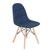 Cadeira estofada Eames Eiffel Botonê - Base de madeira clara Azul escuro