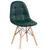Cadeira estofada Eames Eiffel Botonê - Base de madeira clara Verde escuro