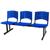 Cadeira Longarina PLÁSTICA 3 Lugares P/ Recepção Modelo Iso Azul