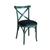 Cadeira Madeira Maciça com Assento Estofado X Fenix Laqueado Verde Camurça - Assento Corino Preto