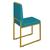 Cadeira para Mesa de Jantar Cozinha Sala e Área Gourmet Metal Dourado Azul turquesa
