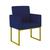 Cadeira Poltrona Moderna com Base de Ferro Dourado Reforçada Azul Marinho