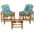 Cadeiras e Mesa De Bambu Confortáveis Para Varanda 2 Lugares Floral Azul