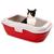 Caixa Areia Gato Banheiro P/ Gatos Bandeja  Furba C/ Grade Vermelha