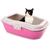 Caixa Areia Gato Banheiro P/ Gatos Bandeja  Furba C/ Grade Rosa