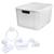 Caixa Organizadora Rattan 7L +Kit Banheiro 5Pç Caribe Branco Branco
