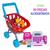 Caixa Registradora Maquina Brinquedo Infantil Com Carrinho Compras Mercado E Acessórios Rosa