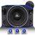 Caixa Som Trio Automotivo Three Side Shutt 600w RMS Subwoofer 12 Pol + 2 Driver + 2 Tweeter LED Azul Largo