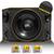 Caixa Som Trio Automotivo Three Side Shutt 600w RMS Subwoofer Beatz 12 Pol 2 Driver + 2 Tweeter LED Amarelo Fino