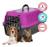 Caixa transporte 1 cachorros gatos pets domesticos caixinha plastica resistente transporta com conforto ROSA
