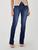 Calça feminina boot cut flare jeans azul escuro Azul