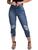 Calça Feminina Jeans Capri Modeladora Niina Safira Barra Assimétrica Azul