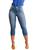 Calça Feminina Jeans Capri Tradicional Delavê Niina Modeladora Azul claro