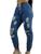 Calça Feminina Jeans Jogger C/ Elástico Rasgada Blogueira C35 Azul escuro
