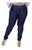 Calça Feminina Jeans Plus Size Cintura Alta Com Lycra Azul, Escuro