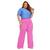 Calça Feminina Pantalona Forrada Slub - Elástico na Cintura c/ Bolso Plus Size Pink