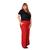 Calça Feminina Pantalona Forrada Tecido Linhão c/ Bolso Zíper Plus Size Vermelho