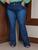 Calça Flare Jeans Feminina Plus Size Escura cintura alta boca larga lycra/elastano Taiga/Faraya Azul, Escuro