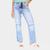 Calça Jeans Biotipo Mom Jeans Rasgos Feminina Azul claro